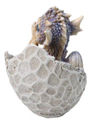 Adorable Blue Baby Dragon Hatchling Cracking Out of Egg Shell Figurine 4"H