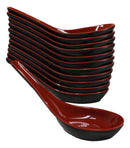Contemporary High Gloss Red Black Melamine Asian Soup Spoons Pack Of 12 Set
