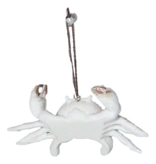 Set Of 6 Antique White Beach Crabs Ocean Marine Wall Hanger Decor Tree Ornaments