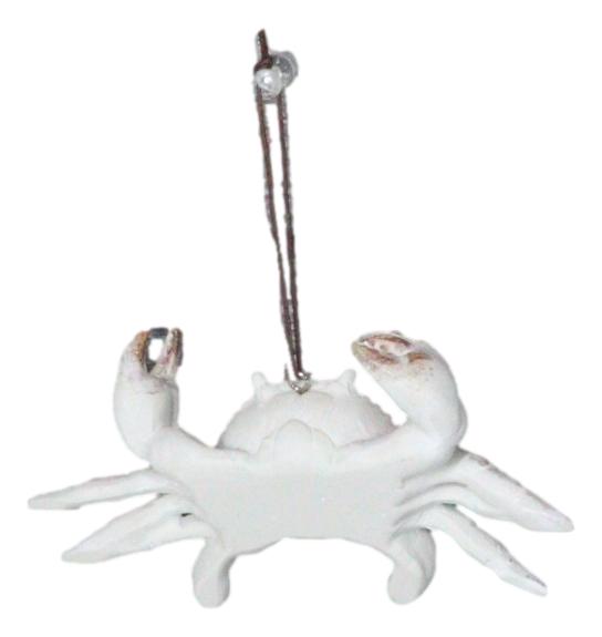 Set Of 6 Antique White Beach Crabs Ocean Marine Wall Hanger Decor Tree Ornaments