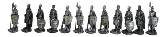 Set of 12 Medieval Crusader Knights Foot Soldiers In Suit of Armor Figurines