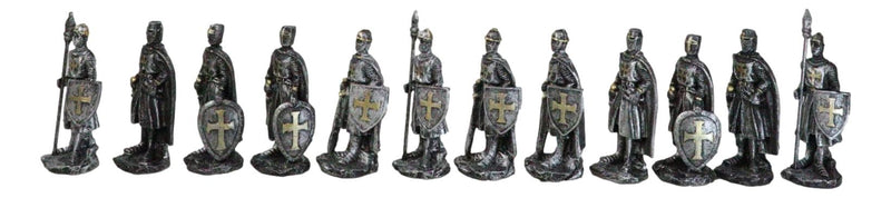 Set of 12 Medieval Crusader Knights Foot Soldiers In Suit of Armor Figurines