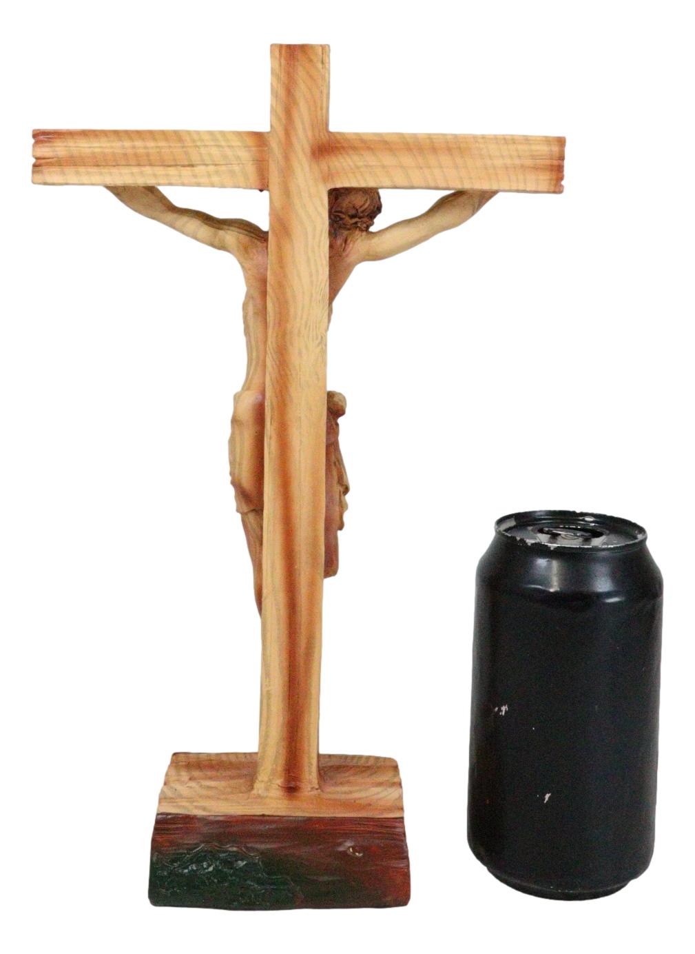 Passion Of Jesus Christ On The Cross In Faux Cedar Wood Finish Figurine 11.25"H