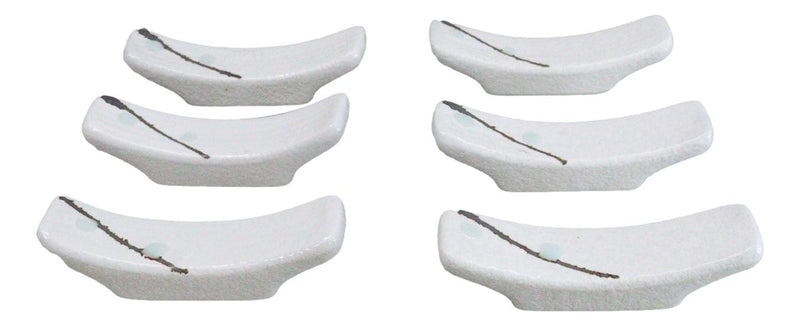 Pack Of 6 Frostflakes Yukino Hana Collection Porcelain Chopsticks Hashioki Rest