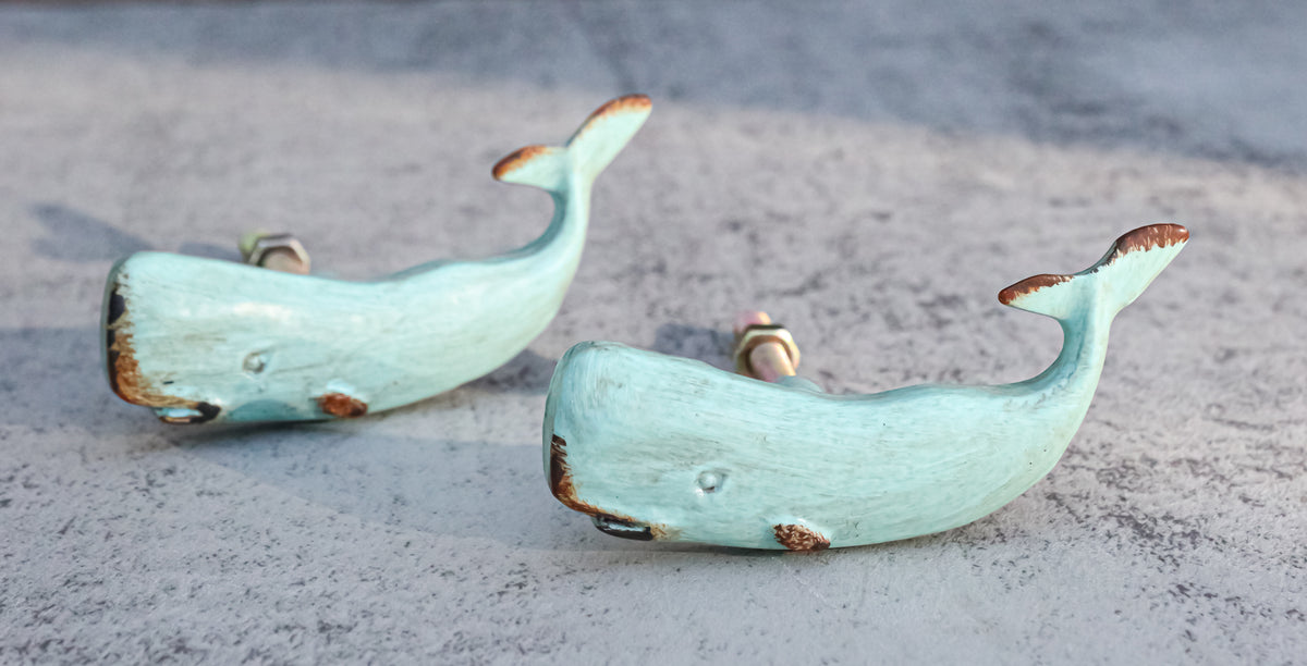 Pack Of 6 Verdigris Nautical Marine Sperm Whale Drawer Cabinet Door Pull Knobs