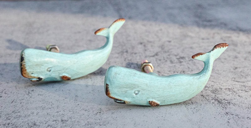 Pack Of 6 Verdigris Nautical Marine Sperm Whale Drawer Cabinet Door Pull Knobs