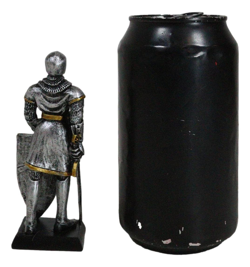 Medieval Knight In Suit Of Armor With Sword And Heraldry Shield Mini Figurine