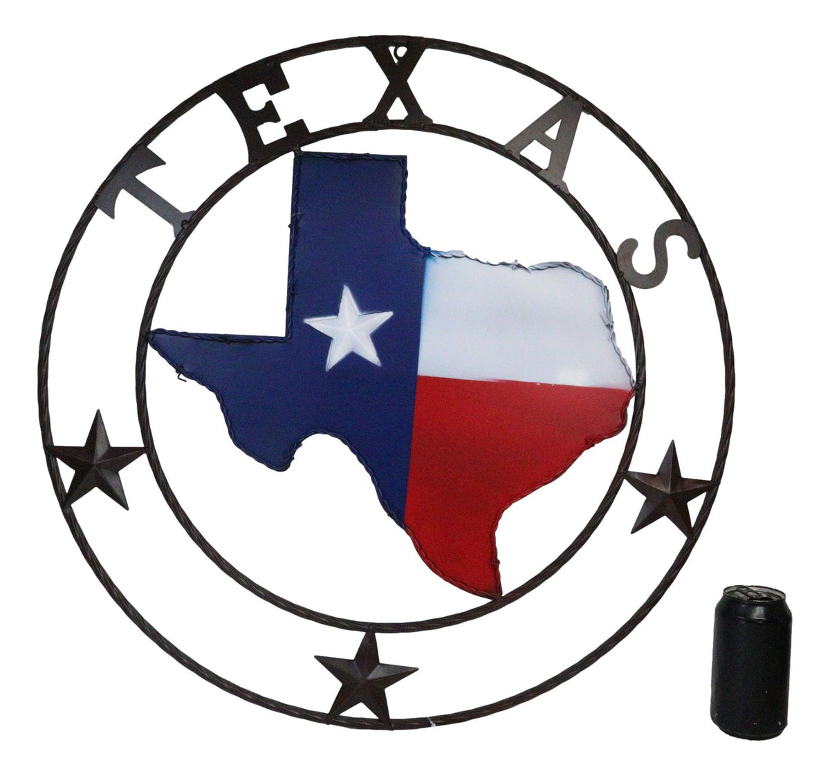24"D Western Large Texas Lone Star State Map Patriotic Flag Wall Circle Sign