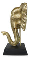 Large 18"H Gold Patina Safari African Bush Elephant Sculpture On Museum Base