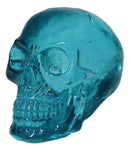 Set Of 12 Blue Translucent Witching Hour Gazing Skull Miniature Figurines 2.5"L
