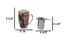 Japanese Fan Festival 15oz Porcelain Tea Mug With Lid & Stainless Steel Infuser