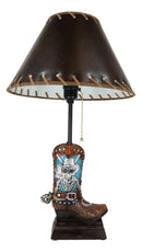 Rustic Western Country Skull With Crossed Pistols Cowboy Spur Boot Table Lamp