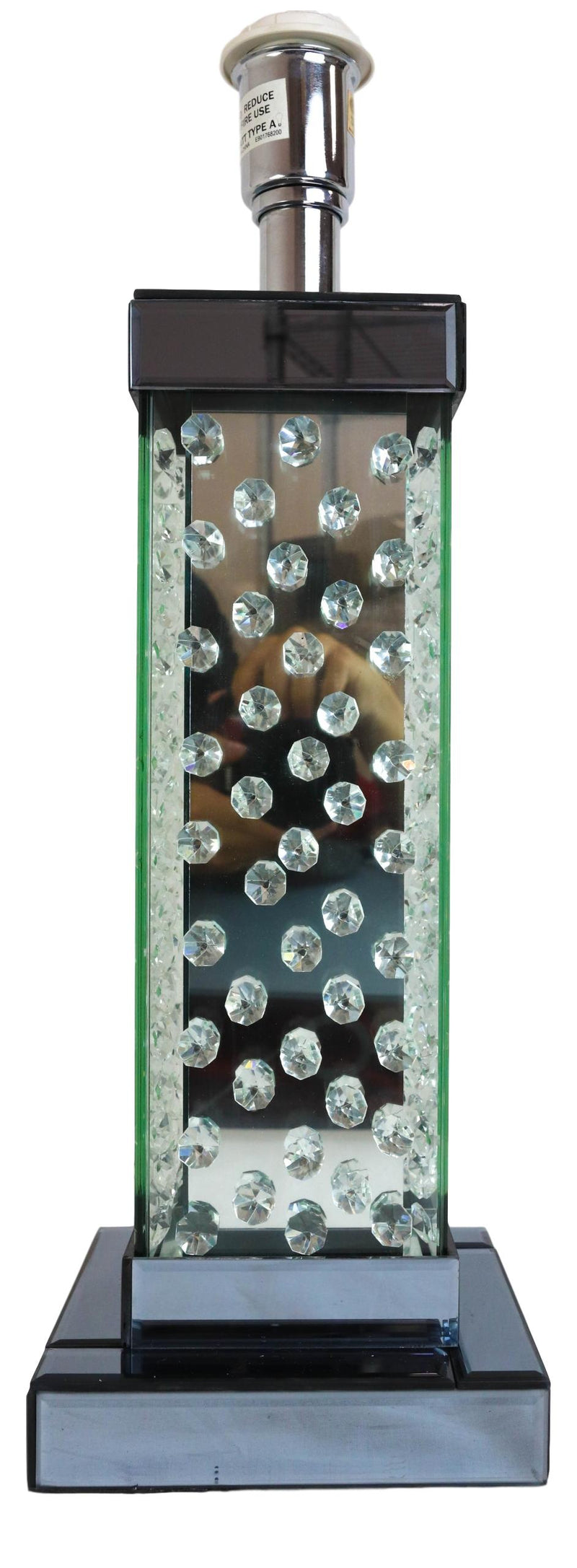 Modern Chic Glam Beveled Floating Crystals Glass Rectangular Table Lamp W/ Shade