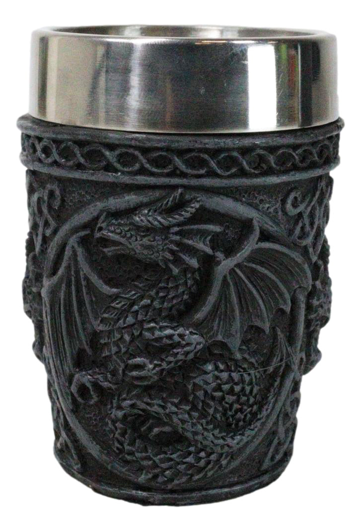 Set Of 2 Gothic Fantasy Moon Voyage Of The Dragon Celtic Knotwork Shot Glasses
