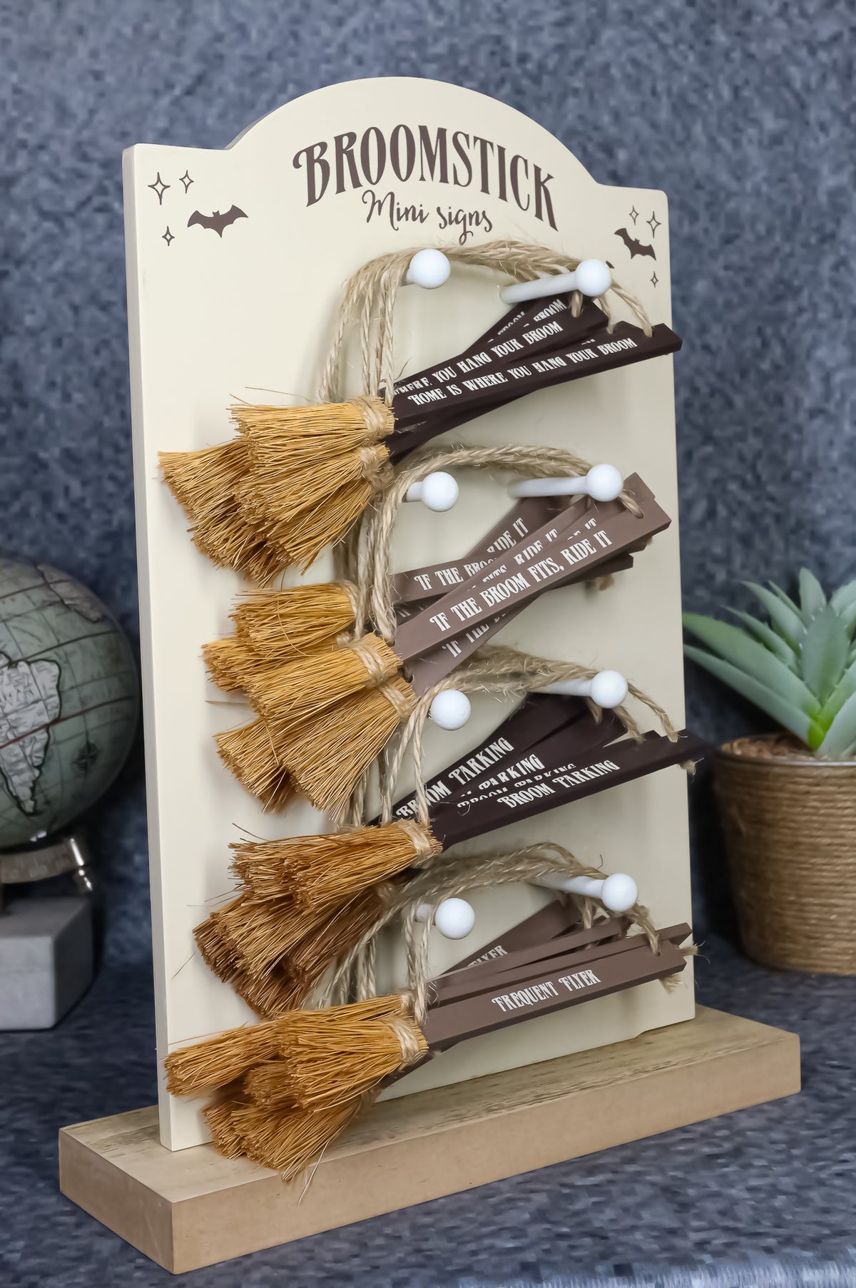 Witchcraft Witch Broomsticks Funny Signs Pack Of 24 With MDF Display Board Stand