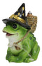 Merlin The Wizard Frog with Warlock Triple Moon Hat Backflow Incense Cone Burner
