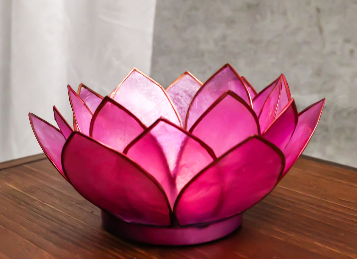 Ebros Seashells Lotus Flower Votive Tea Light Candle Holder 4.25"D (Coral Pink)