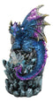 Blue Ocean Atlantis Dragon Perching On Crystal Rock Cavern Small Figurine