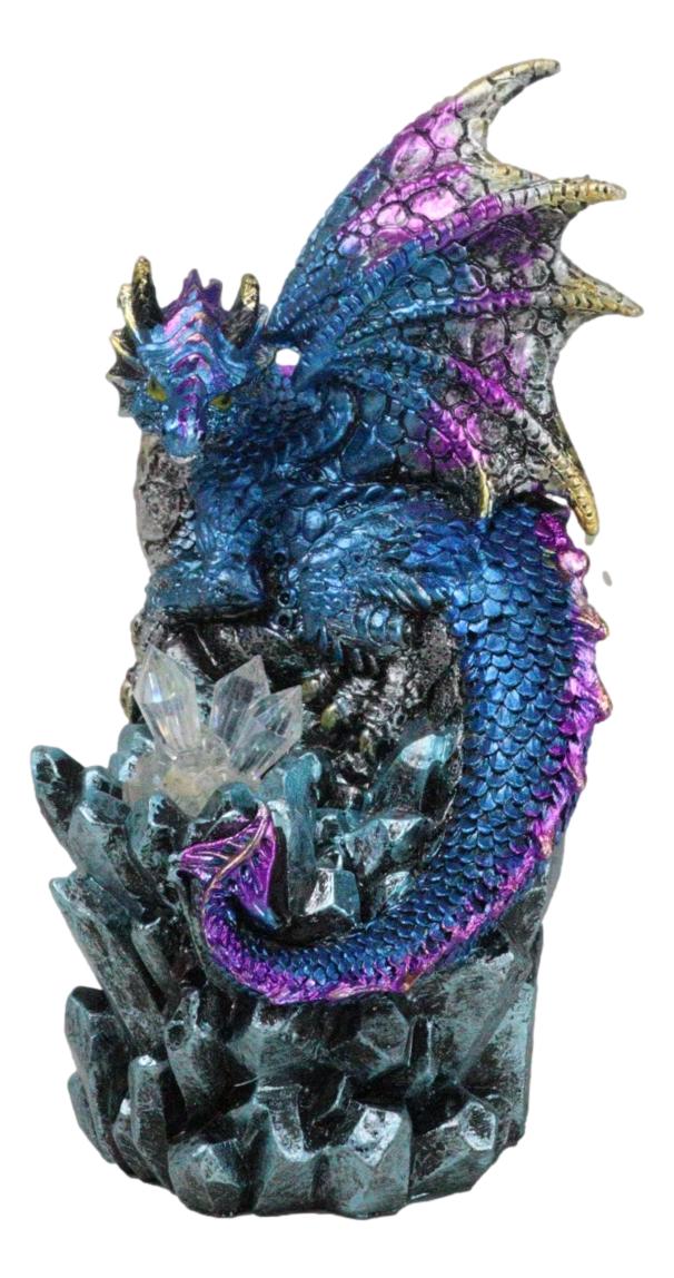 Blue Ocean Atlantis Dragon Perching On Crystal Rock Cavern Small Figurine