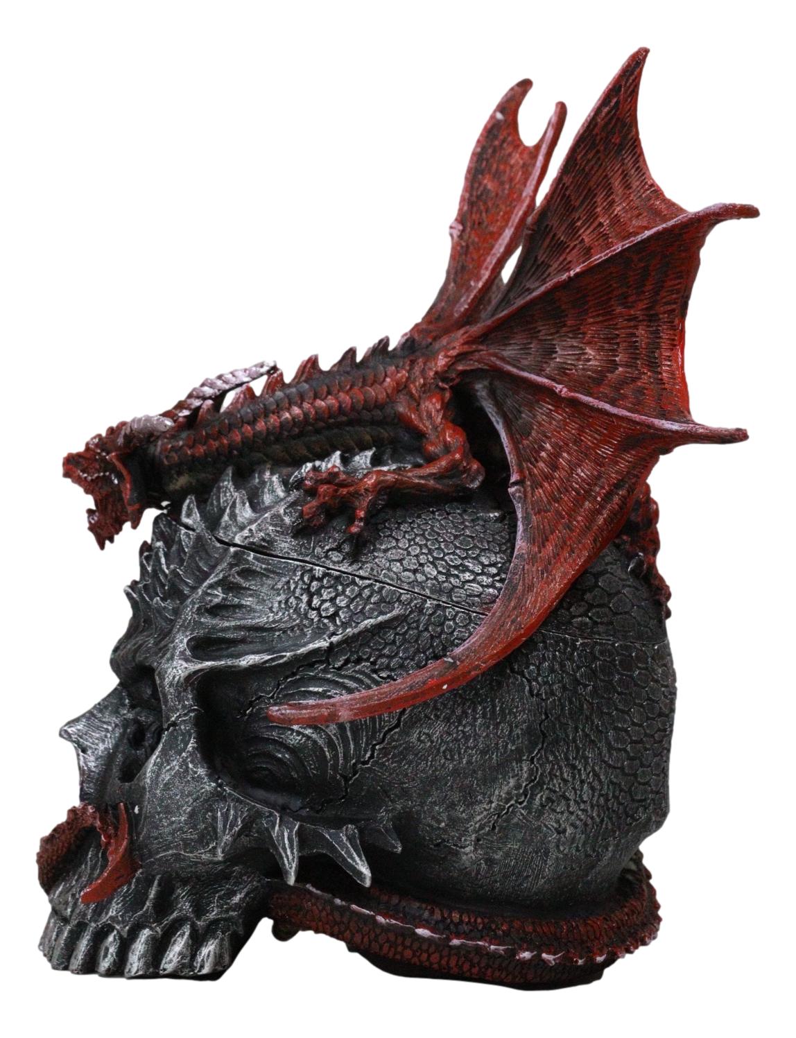 Infection Virus Zombie Skull With Red Wyvern Dragon Decorative Box Figurine