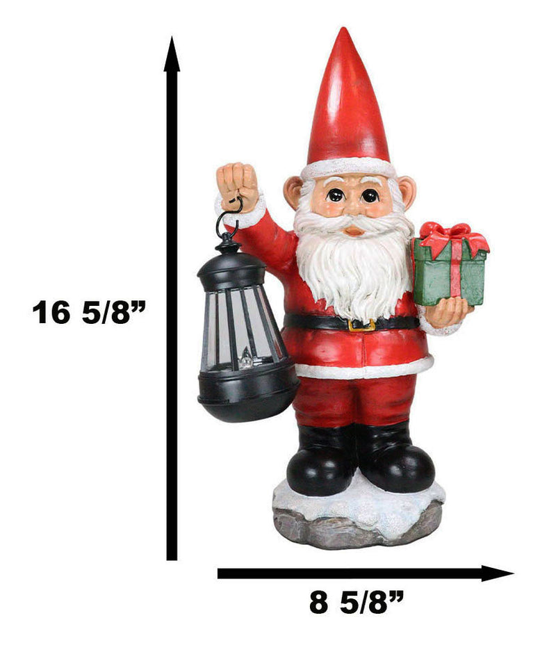 Merry Christmas Santa Claus Holding Gift And Solar Colorful LED Lantern Statue