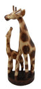 Balikraft Balinese Wood Handicraft Solo Mother Giraffe With Calf Family Figurine