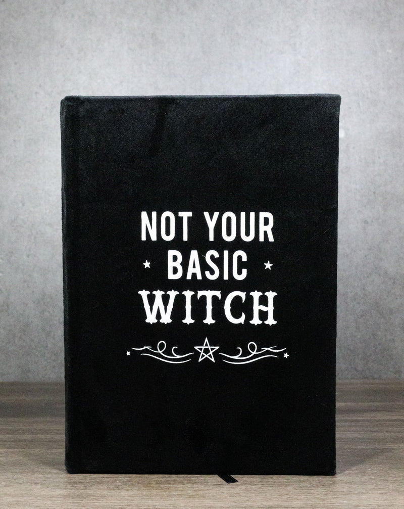Not Your Basic Witch Pentagram Motif A5 Lined Pages Velvet Cover Journal Book