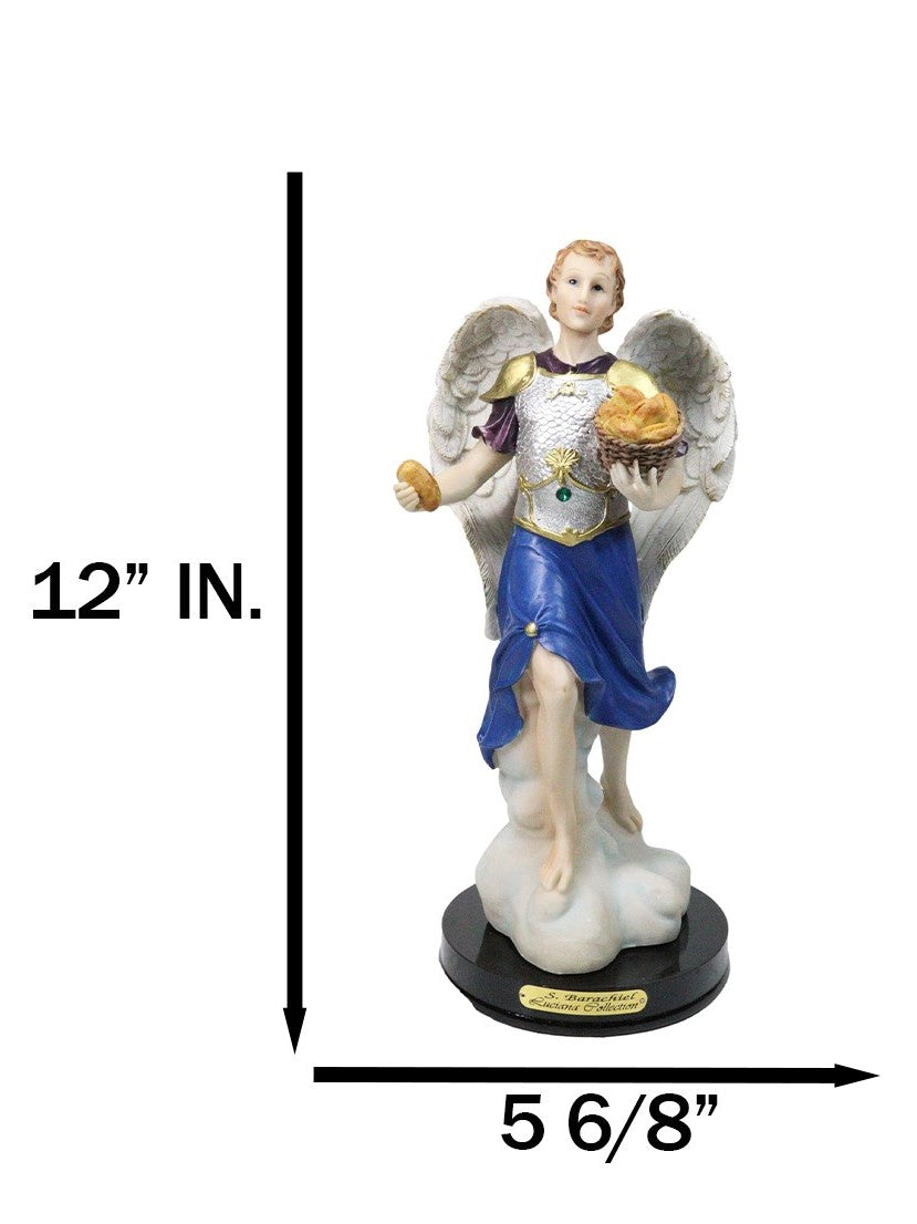 Archangel Saint Barachiel Carrying Bread Basket Christian Figurine W/ Base 12"H