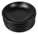 Pack Of 6 Black Silk Melamine Round Curved Appetizer Sides Banchan Plates 4.75"D