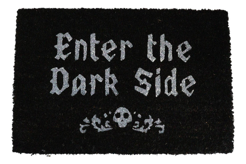 Enter The Dark Side Wicca Skull Black Coir Coconut Fiber Floor Mat Doormat