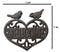 Cast Iron 2 Lovebirds Perching On Scrollwork Heart Welcome Sign Wall Plaque