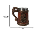 Large Dragon Barrel Mug with Sword Sculpted Handle – Medieval Drink Tankard 20oz