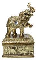 Golden Thai Elephant Trinket Box with Gemstone Crystals, Ornate Buddha Inspired