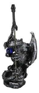 Legendary Silver Sorcerer Dragon Carrying Orb and Sword Letter Opener Figurine