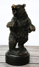 Western Black Bear On Rear Legs Roaring Bronze Electroplated Resin Decor Statue