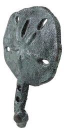 Set Of Two Cast Iron Verdigris Coastal Marine Sand Dollar Wall Coat Hook Hangers