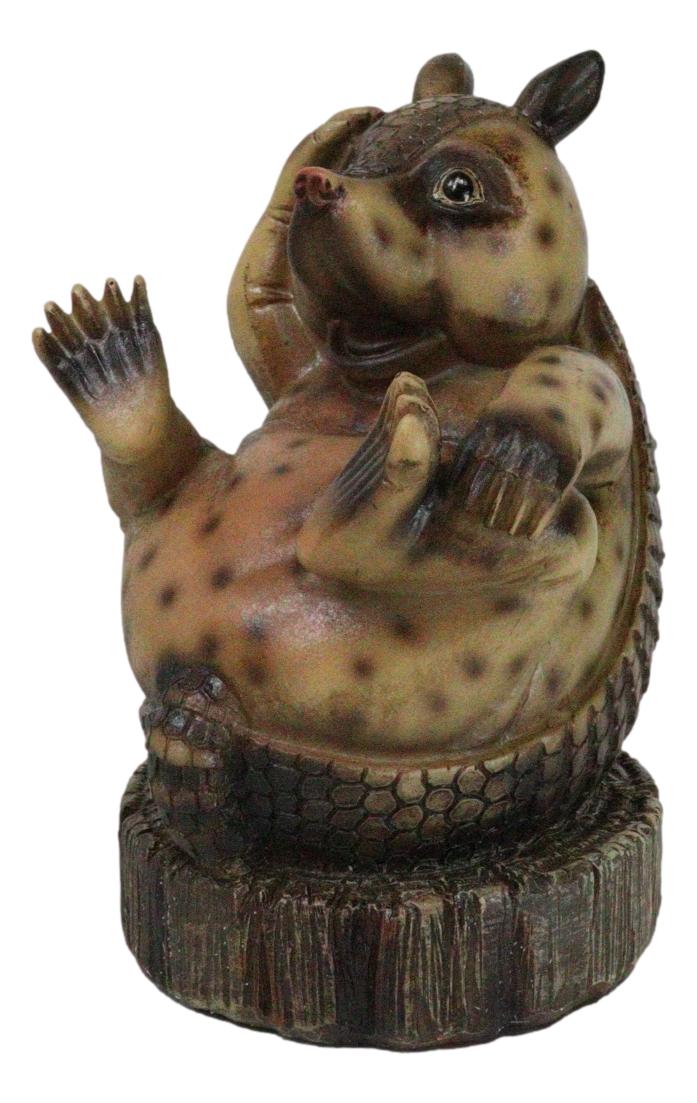 Western Rustic Texas Comical Baby Armadillo On Tree Money Coin Bank Figurine