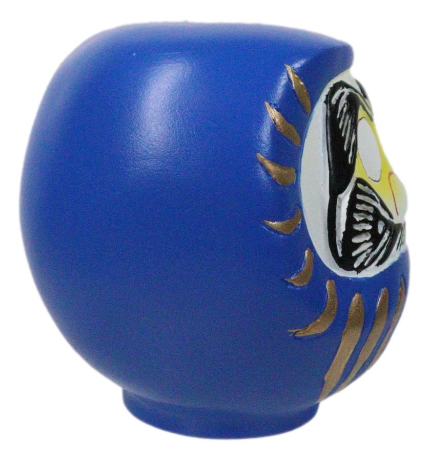 Blue Talisman of Wisdom Luck Japanese Zen Daruma Figurine With Unpainted Eyes