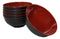 Set Of 6 Red And Black Round Ridged Body Soup Salad Rice Melamine Bowls 8"D