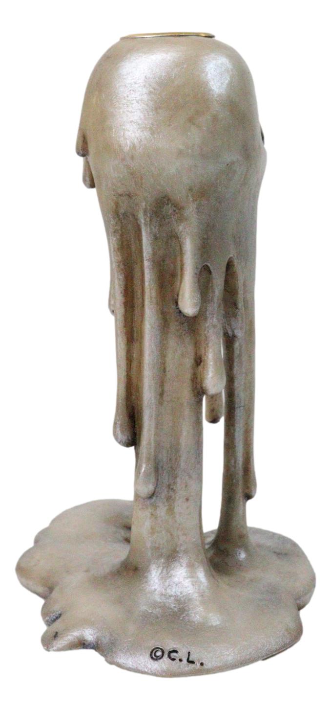 Wick of The Damned Melting Skull Brown Candlestick Taper Candle Holder FIgurine