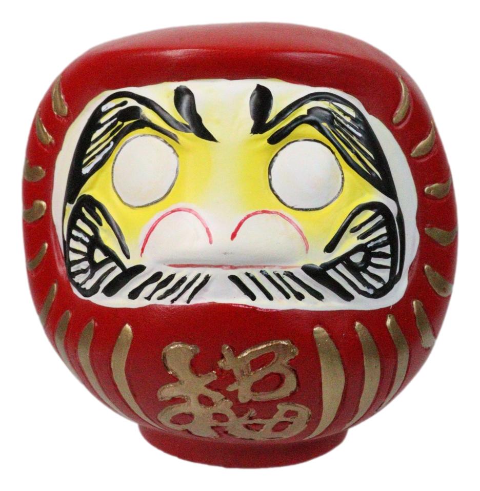 Red Talisman of Prosperity Japanese Zen Daruma Figurine With Unpainted Eyes