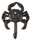 Pack of 2 Cast Iron Rustic Nautical Coastal Sea Shellfish Crab Wall Coat Hooks