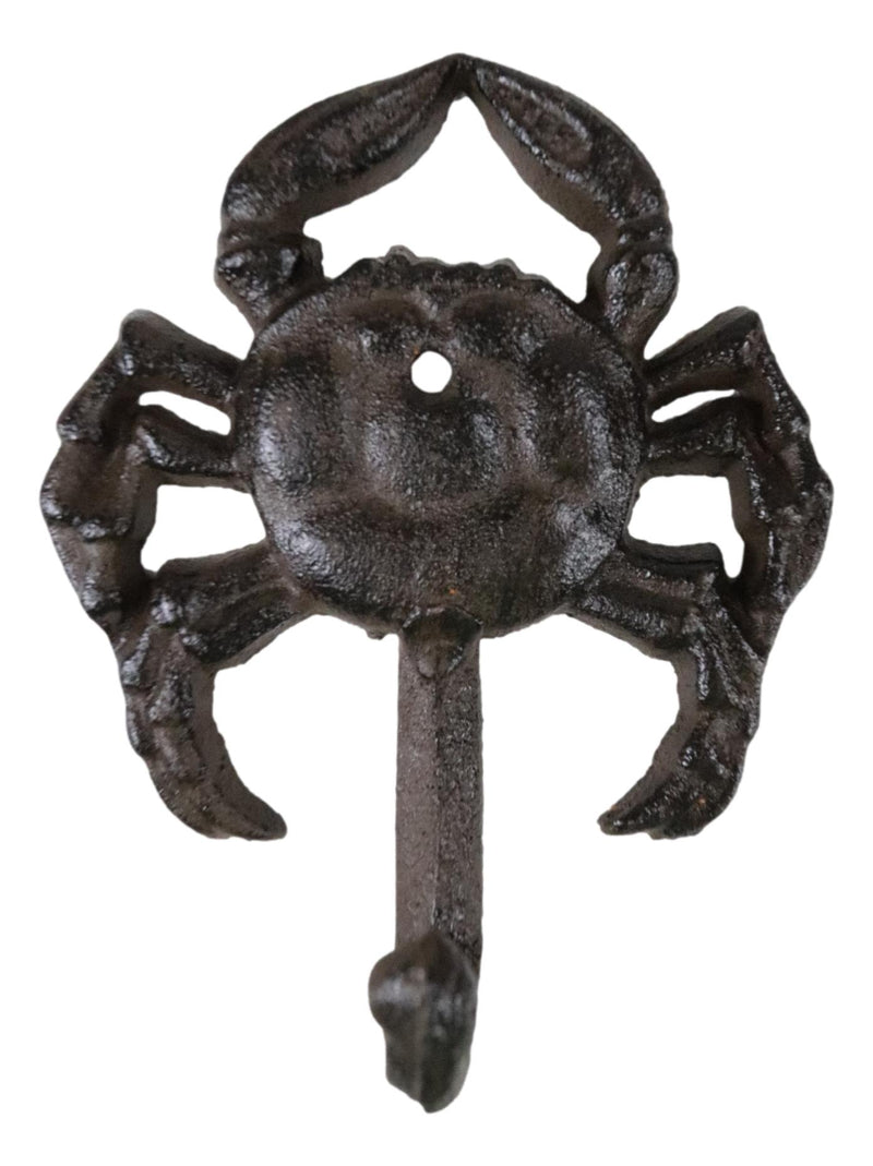 Pack of 2 Cast Iron Rustic Nautical Coastal Sea Shellfish Crab Wall Coat Hooks