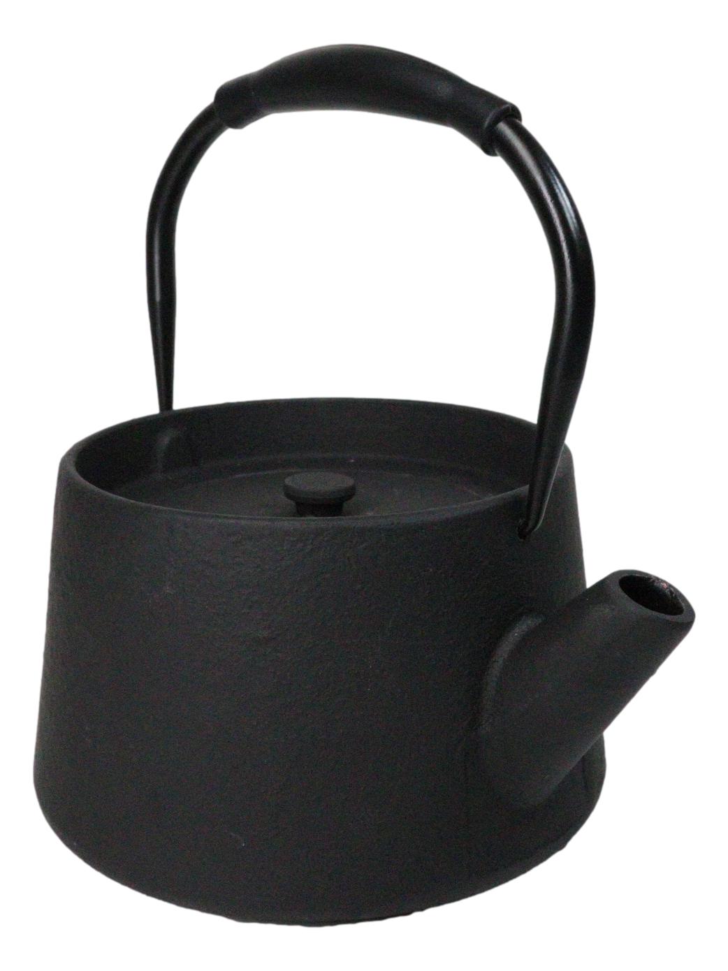 Black Modern Straight Edge Design Tetsubin Larger Cast Iron Teapot 33oz