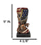 Patriotic USA Military Bald Eagle With American Flag Globe Flower Vase Planter