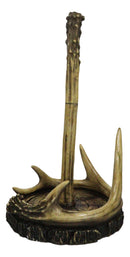 Rustic Forest Stag Deer Antler Bone On Wood Slice Base Paper Towel Holder