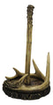 Rustic Forest Stag Deer Antler Bone On Wood Slice Base Paper Towel Holder