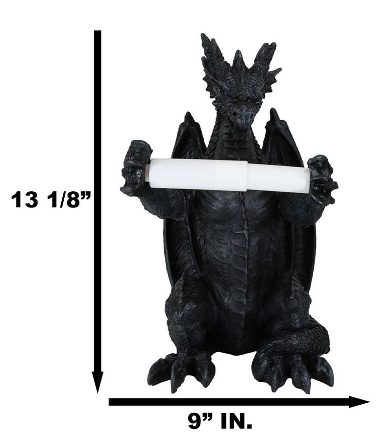 Saurian Servant Gothic Serpentine Dragon Floor Standing Toilet Paper Holder 13"H