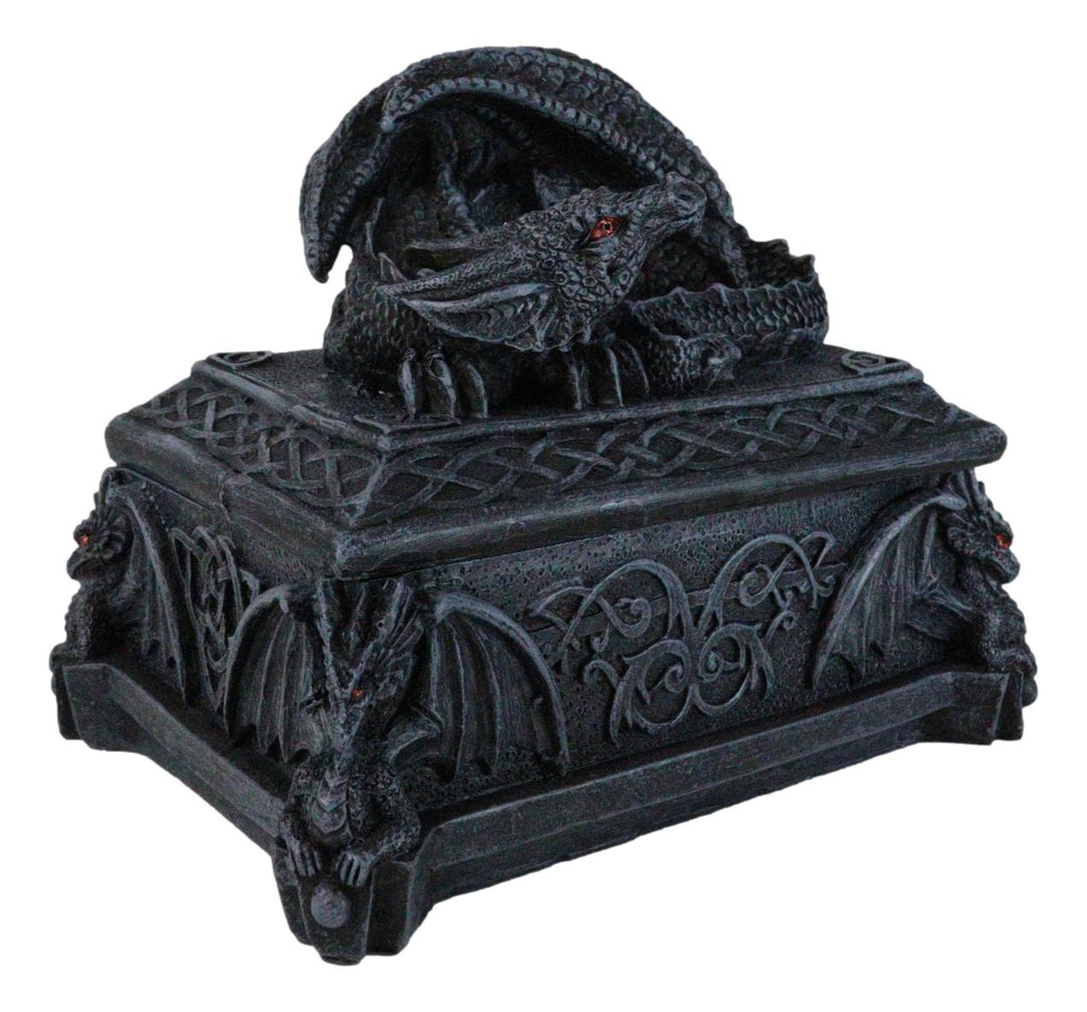 Medieval Dragon On Celtic Knotwork Hero's Cathedric Tomb Trinket Jewelry Box