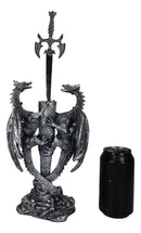 Fantasy Gothic Climbing Double Dragon And Excalibur Sword Letter Opener Figurine